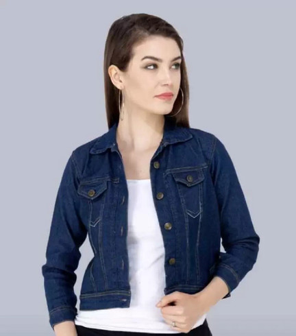 Full Sleeve Solid Women Denim Jacket 