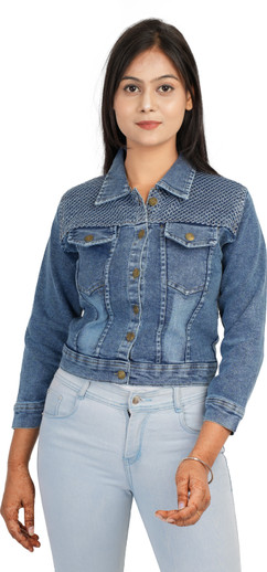 Full Sleeve Solid Women Denim Jacket 