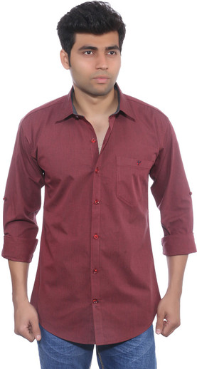 John miller Men Printed Casual Maroon 