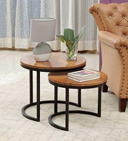 Homfa Set of 3 Nesting Table Cube Shape Solid Wood Table Nesting Sofa Table Bedside Table Stackable Side Table 