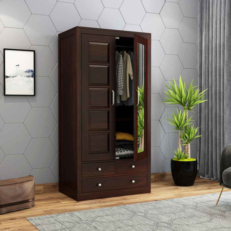 Wooden wardrobe online flipkart deals