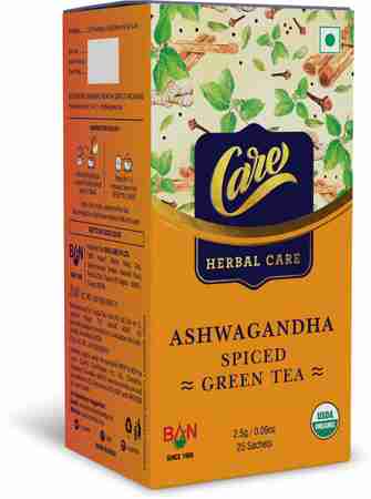 CARE Ashwagandha Immunity Booster Spiced Herbal Green Tea - 100 Tea Bags Green Tea Bags