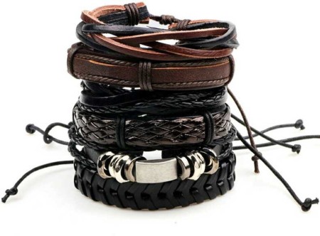LUCKY27 Mens Leather Bracelet with Stainless Steel India  Ubuy