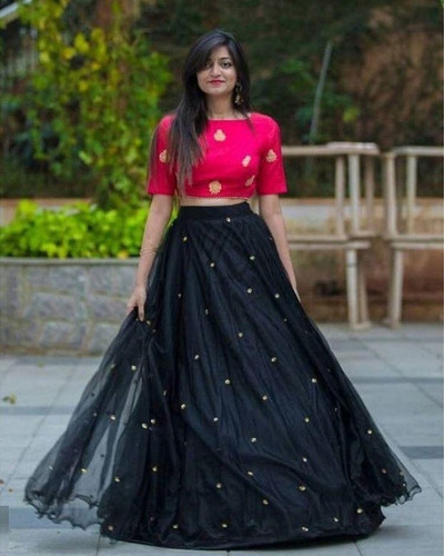 Buy FAYON KIDS Purple Embroidered Crop Top And Lehenga Set For Girls Online  | Aza Fashions