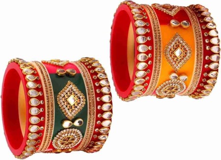 Punjabi Style Red Bridal Chuda Pearls & Stone Work Bangles Karwa Chauth  Chura