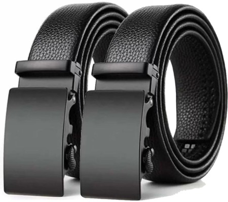 Winsome deal men's black synthetic leather auto lock buckle belts.