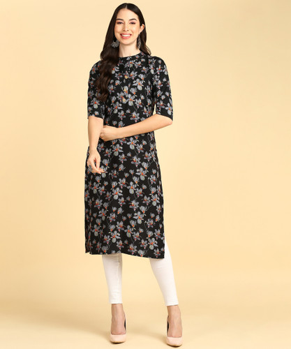 floral printed Fashionable crepe Kurtis designer Unique below 200 Long kurti  Kurta designer kurtis stylish design trendy modern long western casual  beautiful modern party wear traditional Office Wear kurti for girls women