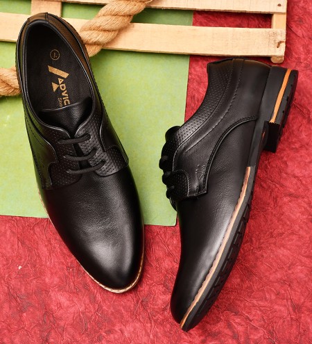 Racing Green Black Derby Style Formal Leather Shoes