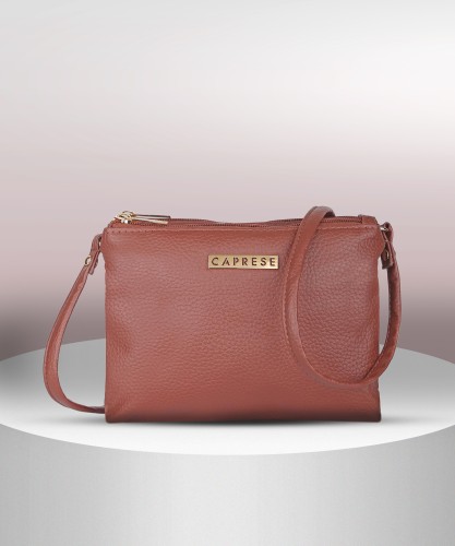 Caprese Brown Sling Bag Lily Flap Sling Small Almond Almond - Price in  India | Flipkart.com