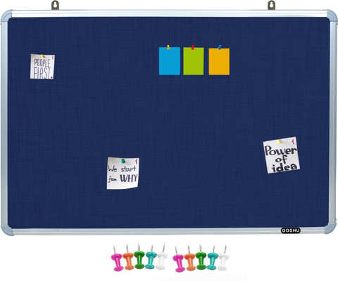 GOSHU 2 X 3 Feet Notice Premium Material Pin-up Board/Pin-up Board/Soft Board/Bulletin Board/Pin-up Display Board with 50 pins for Office, School and Home, (Blue, Pack of 1) Notice Board (90 cm 60 cm)