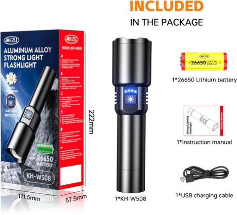 kezu Aluminum Alloy Strong Light Flashlight ( KH - W508 ) 4 hrs