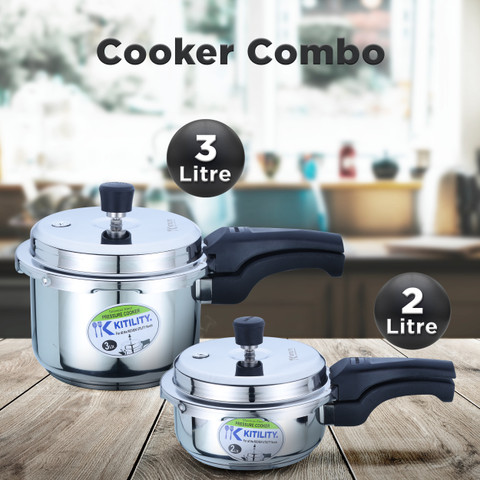 Kitility Cooker KITILITY Kitility Platinum SS Combo (2&3 Litre) Pressure Cooker 3 L, 2 ...
