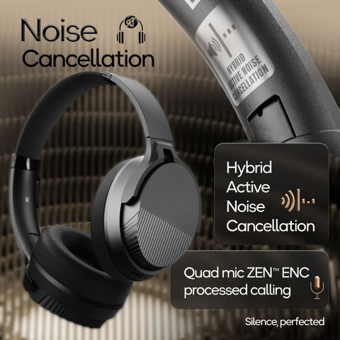 GOBOULT Boost Hybrid ANC Mic, 65H Battery, 40mm Driver, DSP Audio, 5.4v Bluetooth Headset (Jet Black, On the Ear) - Image 8