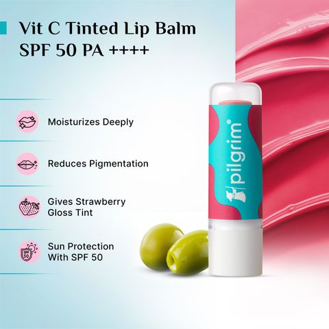 Pilgrim Vitamin C Tinted Lip Balm with Spanish Squalane Strawberry