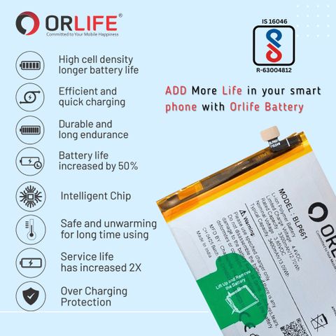 orlife Mobile Battery For Oppo F7 / A3 | BLP661 ( 1 Year Replacement Warranty ) - Image 4
