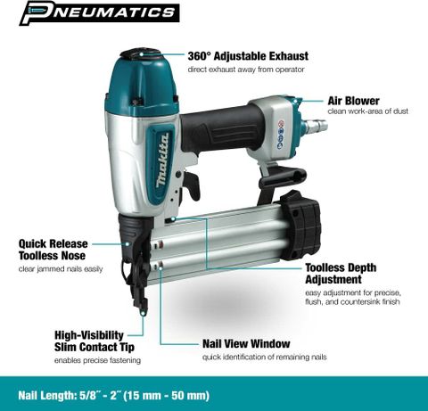 makita AF506 Pneumatic Brad Nailer Professional use 50 mm Brad Nailer ...
