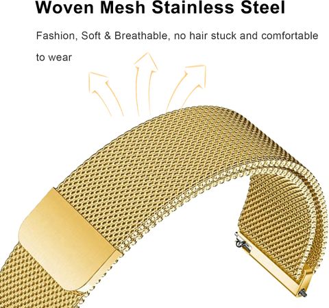 ACM Watch Strap Magnetic for Pebble Cosmos Ultra Smartwatch Belt Gold Smart Watch Strap (Gold) - Image 5