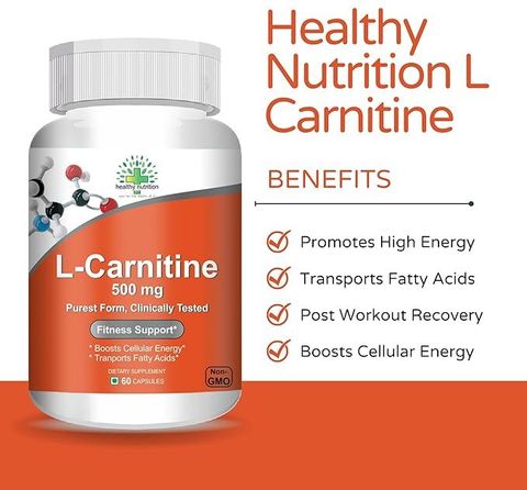Healthy Nutrition L Carnitine Capsules for Men & Women | L Carnitine 500mg | Post Workout Recovery Price in India