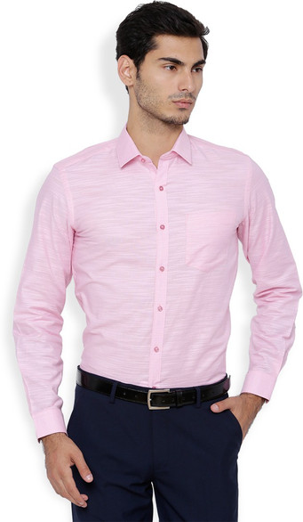 Coffee Men Solid Formal Pink Shirt 