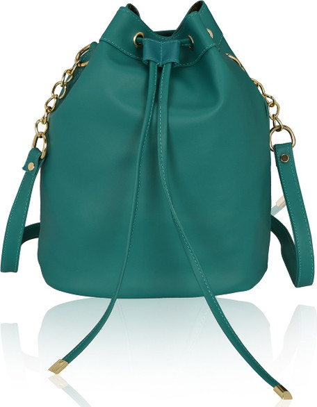 green leatherette sling bag