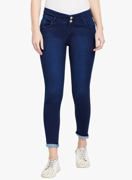 Purple Feather Skinny Women Dark Blue 