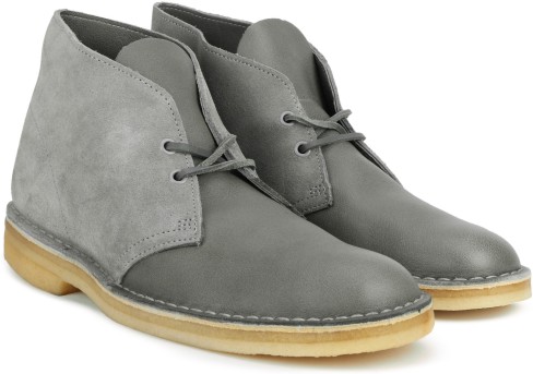 clarks desert boots gray leather