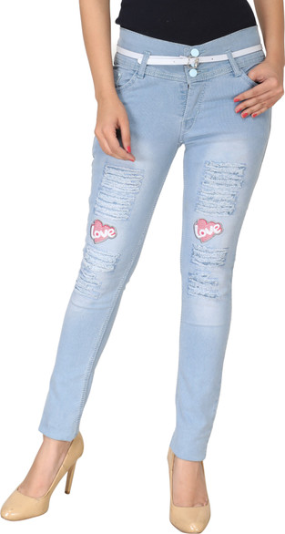 light blue rugged jeans