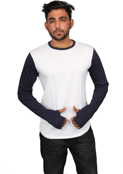 Byc Solid Men Round Neck White Blue T 