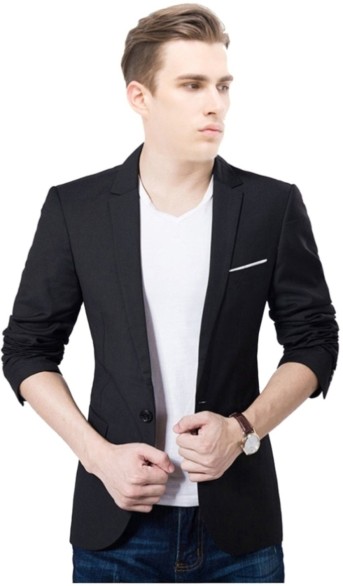 Solid Single Breasted Formal Men Blazer 