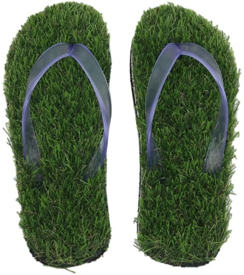 green grass slippers