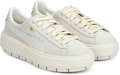 puma suede platform trace whisper white gold animal