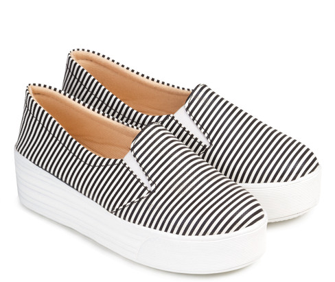 black and white striped shoes