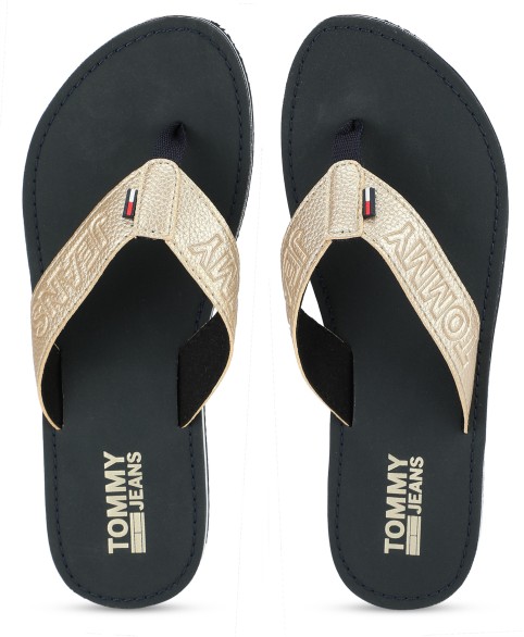 tommy hilfiger gold flip flops