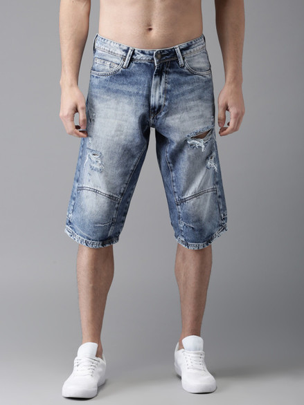 Washed Men Blue Denim Shorts Reviews 