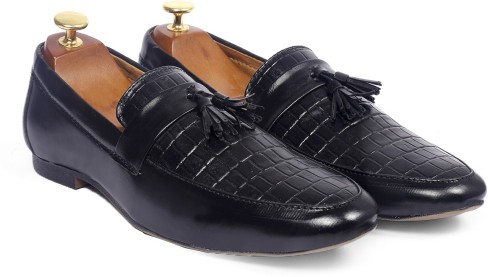 black shining loafers