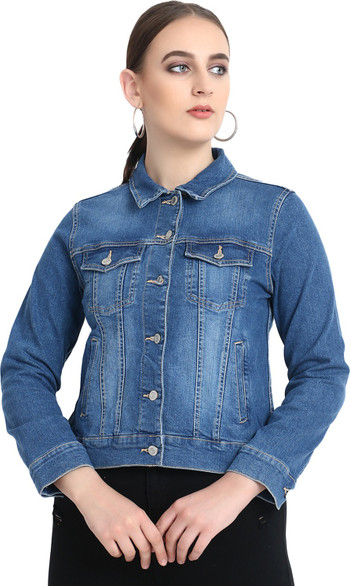 Sleeve Washed Women Denim Jacket 