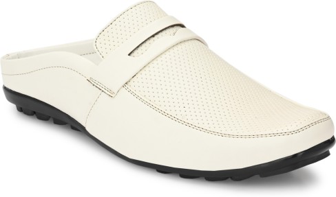 white open back loafers