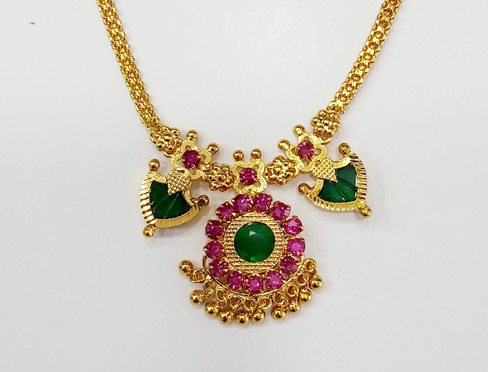 Swara Jewellery Palakka Mala Ruby Gold 