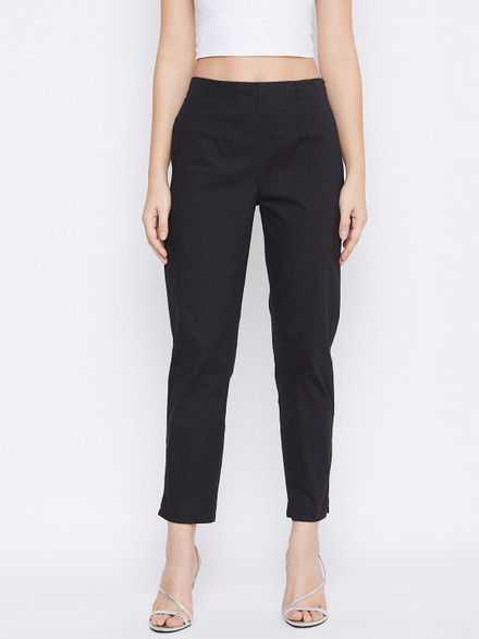 Q Rious Slim Fit Women Black Trousers 