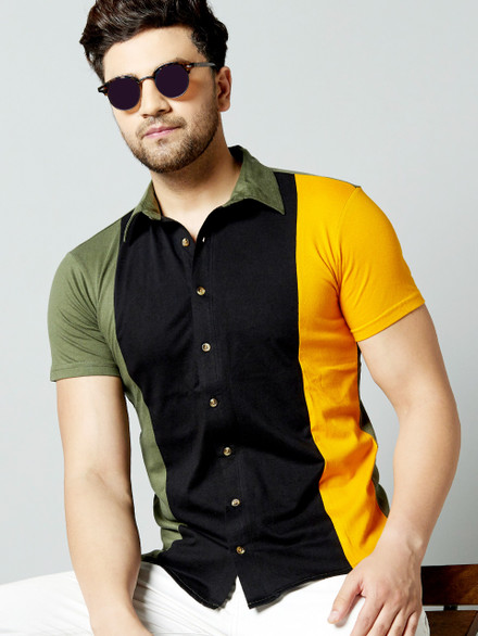 Gespo Men Solid Casual Green Black 