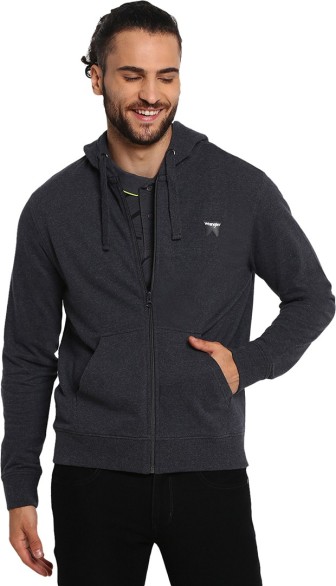 wrangler full sleeve solid men's sweatshirt