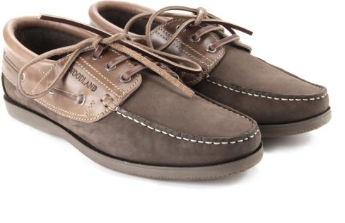 woodland men's leather boat shoes
