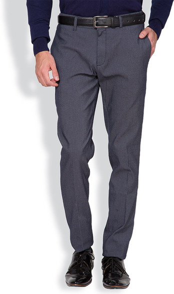 Coffee Slim Fit Men Dark Blue Trousers 
