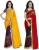 kashvi sarees printed, floral print daily wear poly georgette saree(pack of 2, yellow, red) COMBO_1