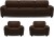 dolphin oxford leatherette 3 + 1 + 1 brown sofa set