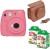fujifilm mini 9 flamingo pink with brown case 40 shots instant camera(multicolor)