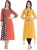 stylum casual printed women kurti(pack of 2, orange, yellow)
