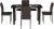 woodness isabella metal 4 seater dining set(finish color - black)