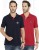metronaut solid men polo neck red, blue t-shirt(pack of 2) MBBD17T019