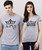 young trendz typography men & women round neck grey, black t-shirt(pack of 2) KING-QUEEN-W